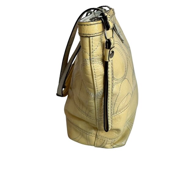 Coach Leather Tote Purse yellow patent Signature Embossed Logo F15142 - Picture 6 of 8